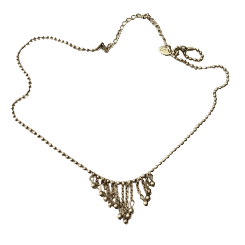 LC gold tone dangle ball necklace O/S